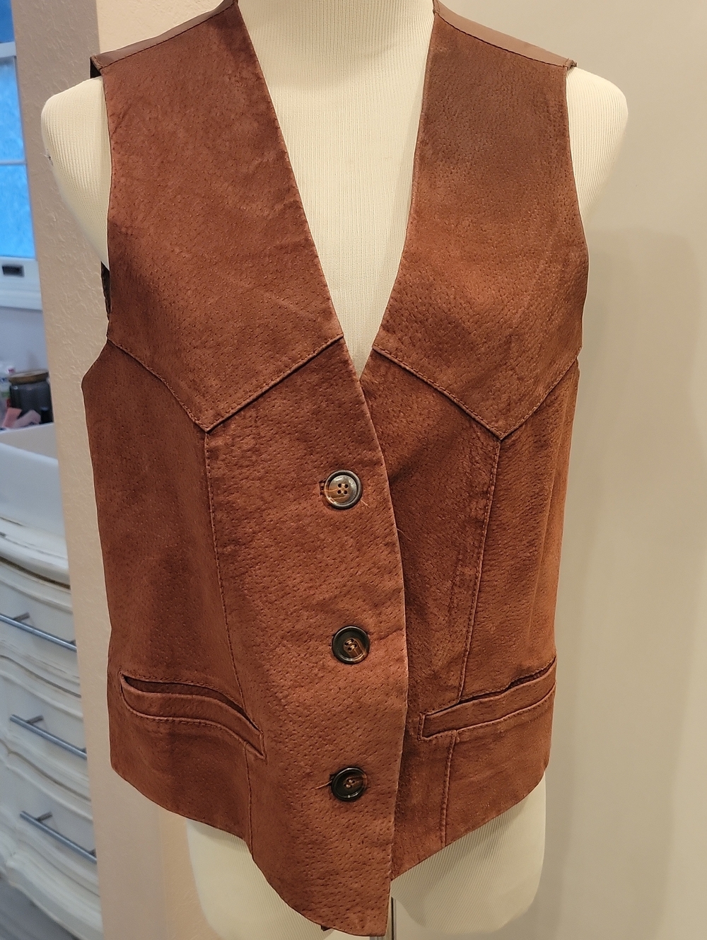 Brown Genuine Suede Front Vest